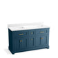 KOHLER K-29263-BD1-TDB Charlemont 60" Bathroom Vanity Cabinet With Sinks And Quartz Top In Tidal Blue