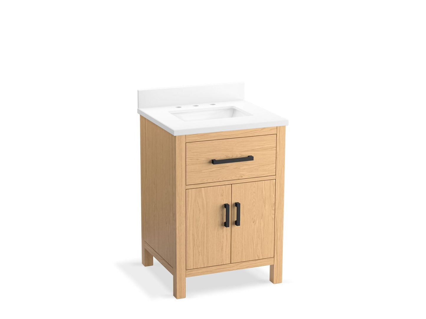 KOHLER K-40637-BD1-WEK Kresla 24" Bathroom Vanity Cabinet With Sink And Quartz Top In Light Oak