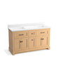 KOHLER K-29263-BD1-WEK Charlemont 60" Bathroom Vanity Cabinet With Sinks And Quartz Top In Light Oak