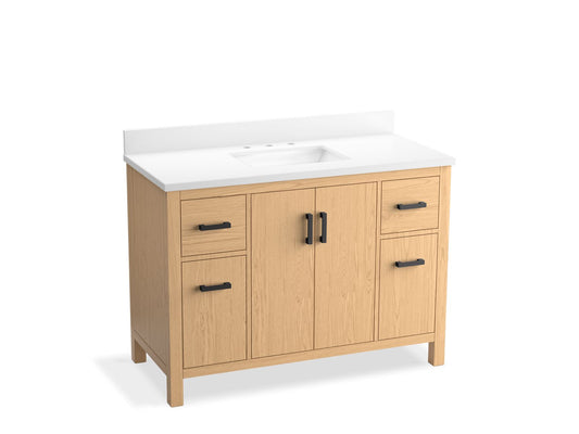 KOHLER K-40640-BD1-WEK Kresla 48" Bathroom Vanity Cabinet With Sink And Quartz Top In Light Oak