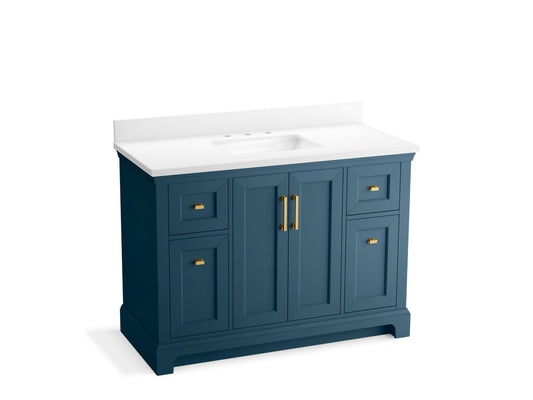 KOHLER K-29262-BD1-TDB Charlemont 48" Bathroom Vanity Cabinet With Sink And Quartz Top In Tidal Blue