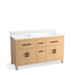 KOHLER K-40641-BD1-WEK Kresla 60" Bathroom Vanity Cabinet With Sinks And Quartz Top In Light Oak