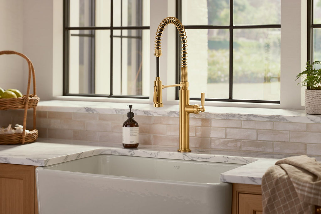 KOHLER K-28360-2MB Edalyn By Studio Mcgee Semi-Professional Kitchen Sink Faucet With Two-Function Sprayhead - Vibrant Brushed Moderne Brass