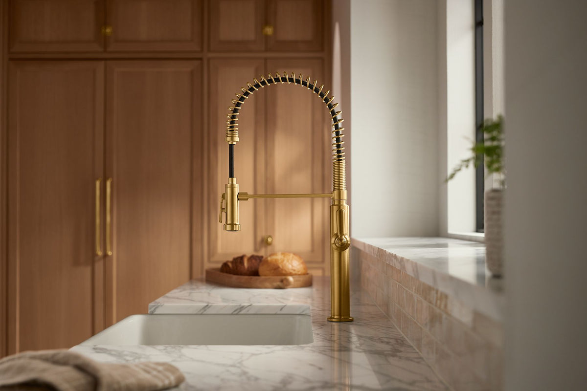 KOHLER K-28360-2MB Edalyn By Studio Mcgee Semi-Professional Kitchen Sink Faucet With Two-Function Sprayhead - Vibrant Brushed Moderne Brass