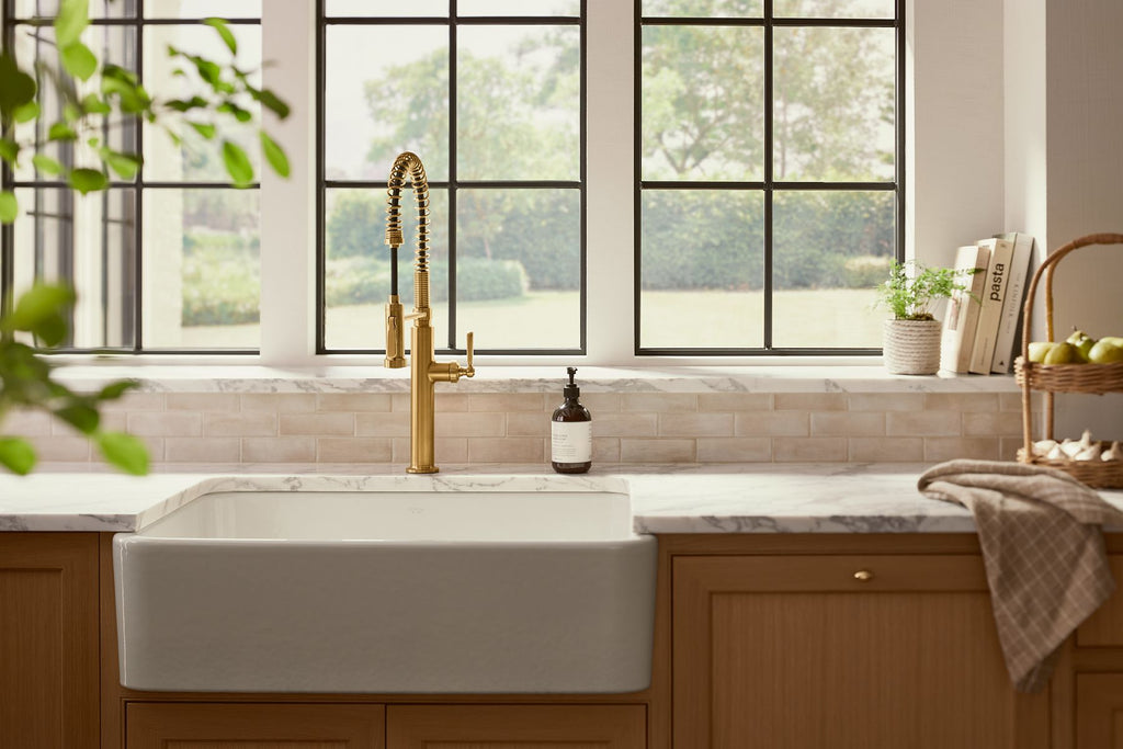 KOHLER K-28360-2MB Edalyn By Studio Mcgee Semi-Professional Kitchen Sink Faucet With Two-Function Sprayhead - Vibrant Brushed Moderne Brass
