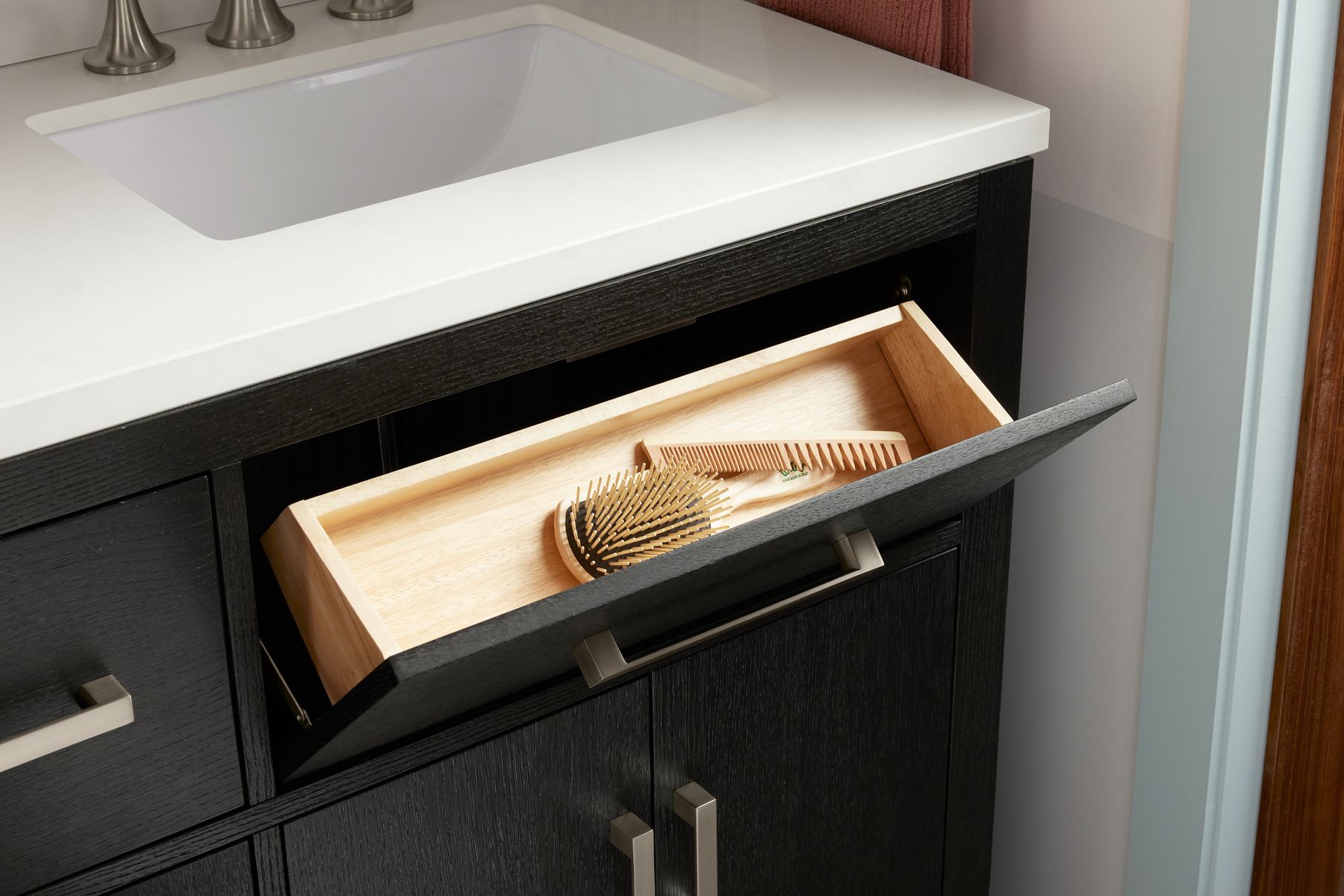KOHLER K-40641-BD1-WEK Kresla 60" Bathroom Vanity Cabinet With Sinks And Quartz Top - Light Oak