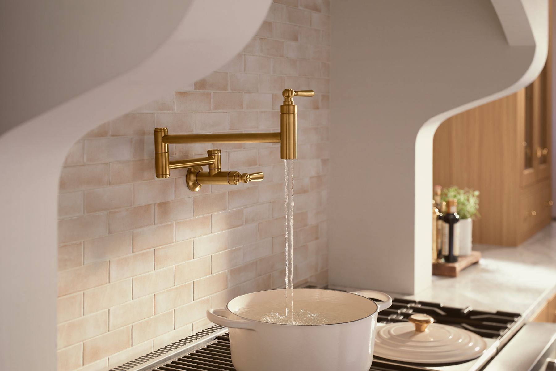 KOHLER K-28359-SN Edalyn By Studio Mcgee Wall-Mount Pot Filler - Vibrant Polished Nickel
