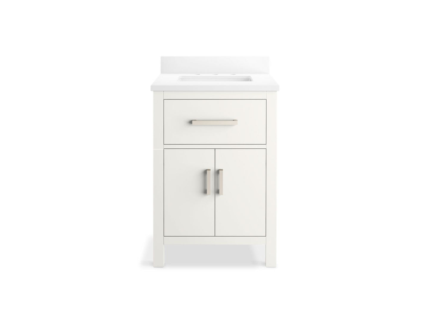 KOHLER K-40637-BD1-0 Kresla 24" Bathroom Vanity Cabinet With Sink And Quartz Top In White