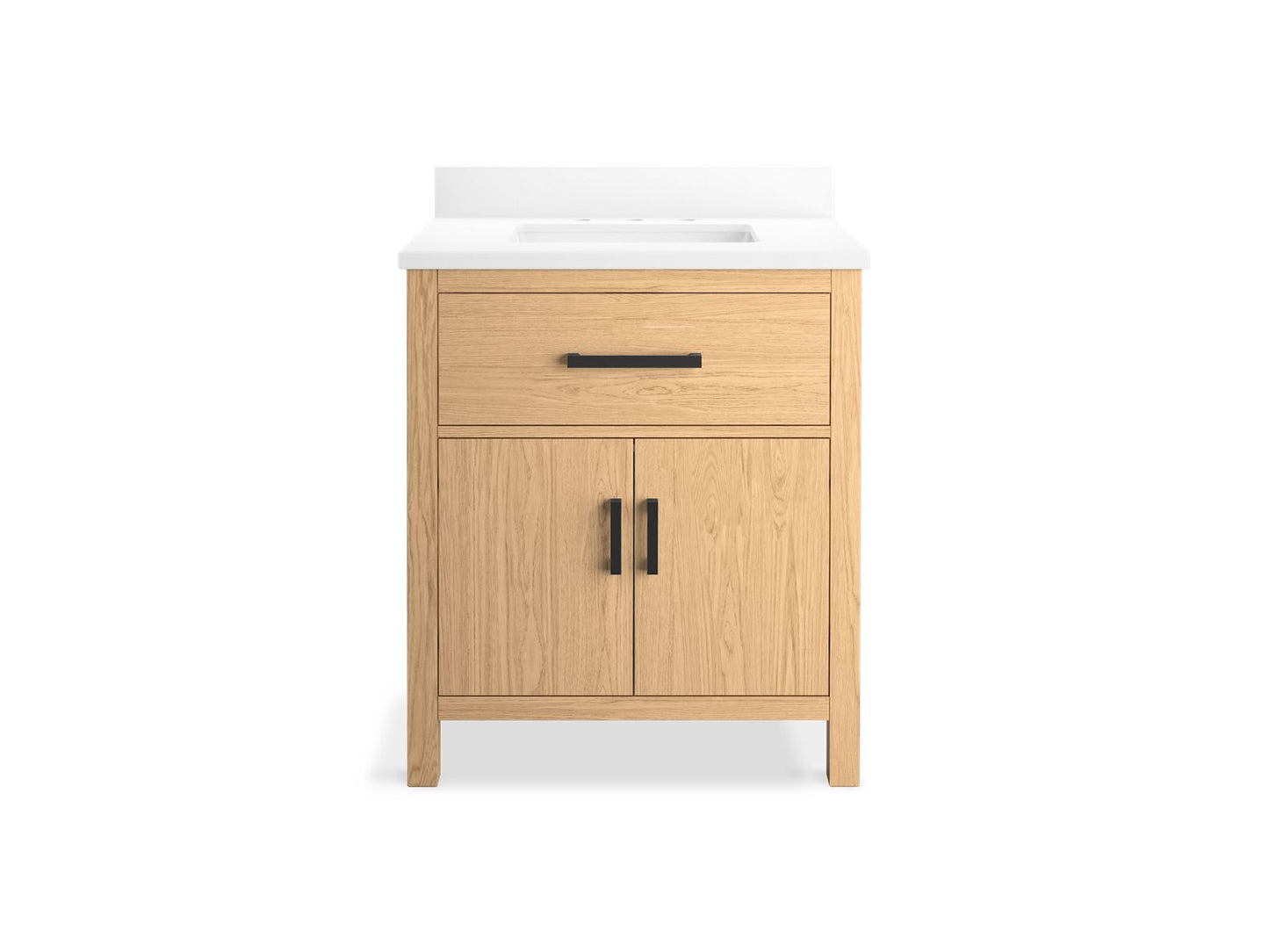 KOHLER K-40638-BD1-WEK Kresla 30" Bathroom Vanity Cabinet With Sink And Quartz Top In Light Oak