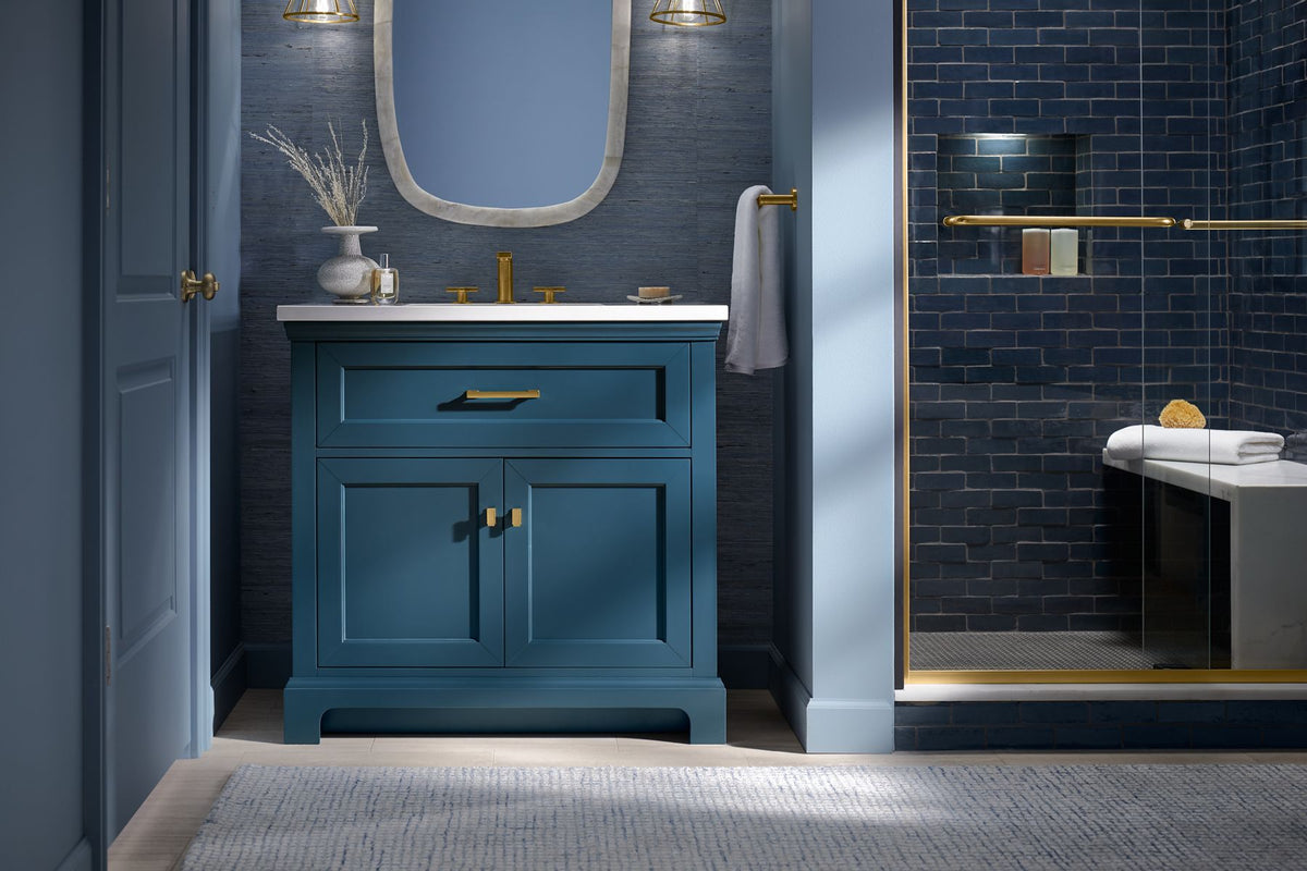 KOHLER K-29260-BD1-TDB Charlemont 30" Bathroom Vanity Cabinet With Sink And Quartz Top - Tidal Blue