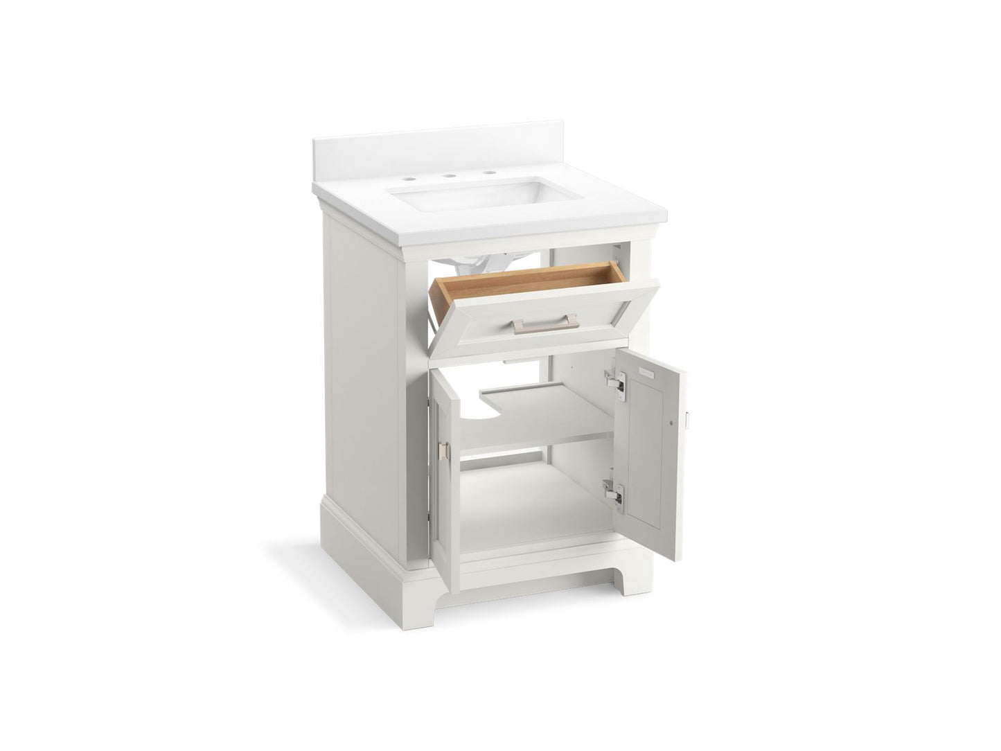 KOHLER K-29259-BD1-0 Charlemont 24" Bathroom Vanity Cabinet With Sink And Quartz Top In White