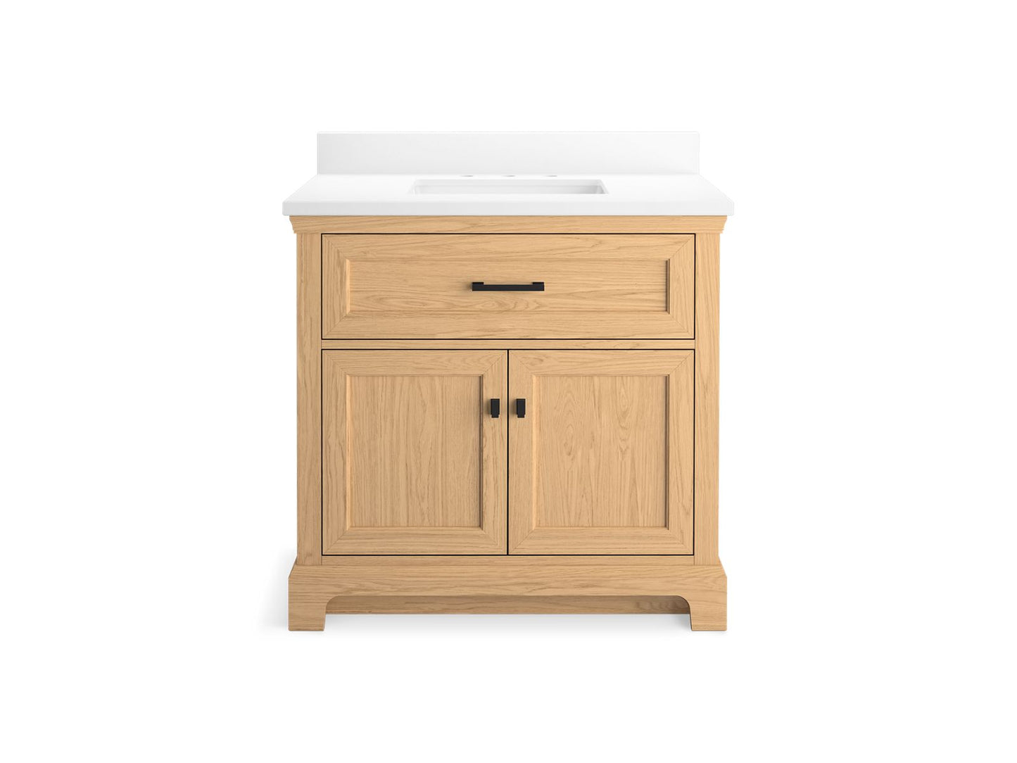 KOHLER K-29261-BD1-WEK Charlemont 36" Bathroom Vanity Cabinet With Sink And Quartz Top In Light Oak