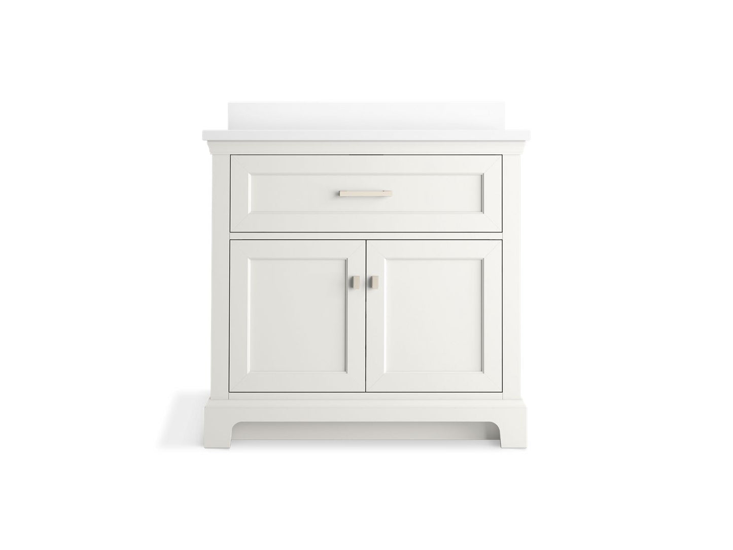 KOHLER K-29261-BD1-0 Charlemont 36" Bathroom Vanity Cabinet With Sink And Quartz Top In White