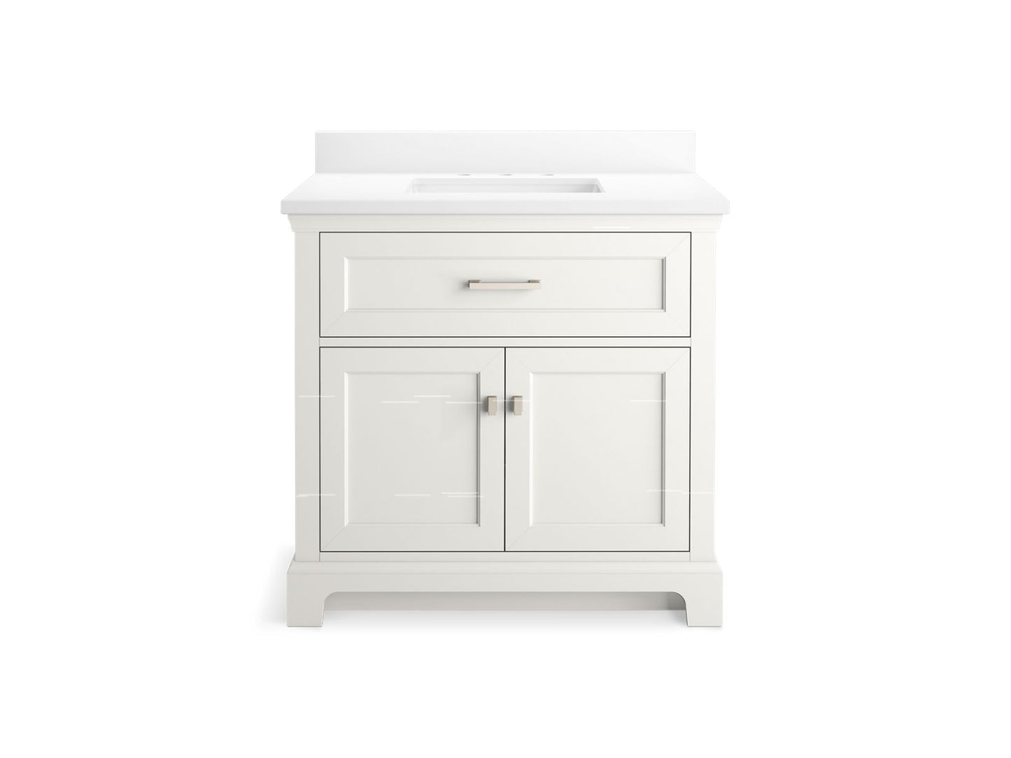 KOHLER K-29261-BD1-0 Charlemont 36" Bathroom Vanity Cabinet With Sink And Quartz Top In White