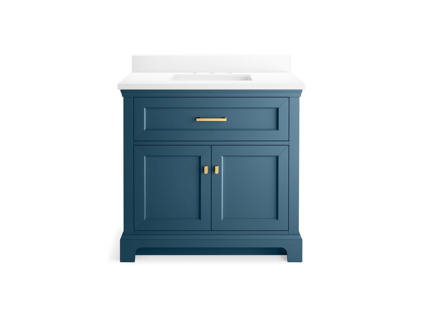 KOHLER K-29261-BD1-TDB Charlemont 36" Bathroom Vanity Cabinet With Sink And Quartz Top In Tidal Blue