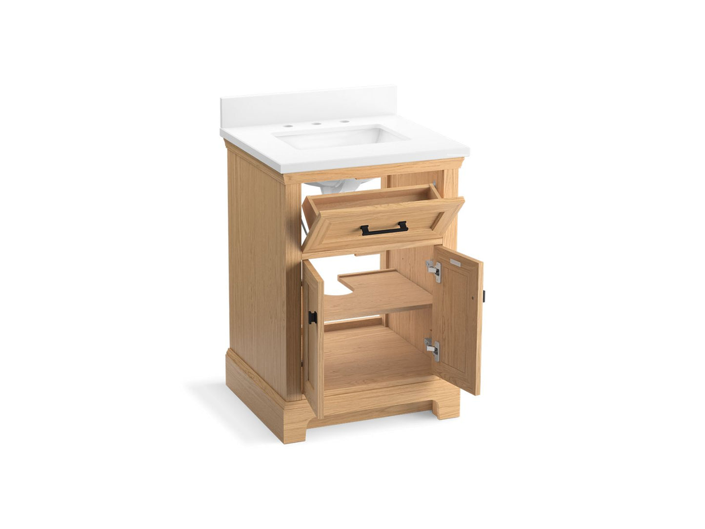 KOHLER K-29259-BD1-WEK Charlemont 24" Bathroom Vanity Cabinet With Sink And Quartz Top In Light Oak