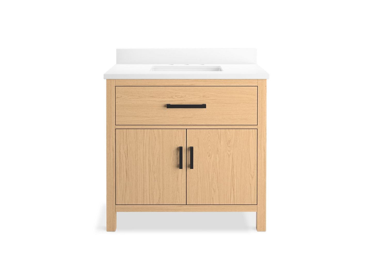 KOHLER K-40639-BD1-WEK Kresla 36" Bathroom Vanity Cabinet With Sink And Quartz Top In Light Oak