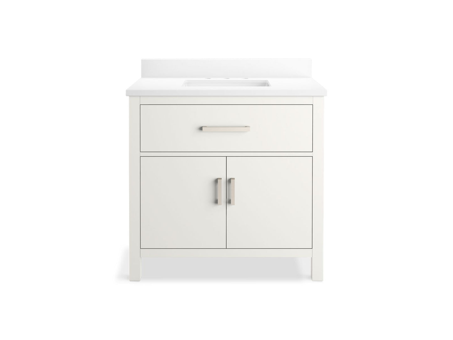 KOHLER K-40639-BD1-0 Kresla 36" Bathroom Vanity Cabinet With Sink And Quartz Top In White