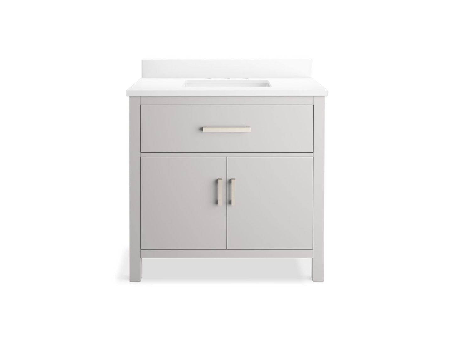 KOHLER K-40639-BD1-AGA Kresla 36" Bathroom Vanity Cabinet With Sink And Quartz Top In Atmos Grey