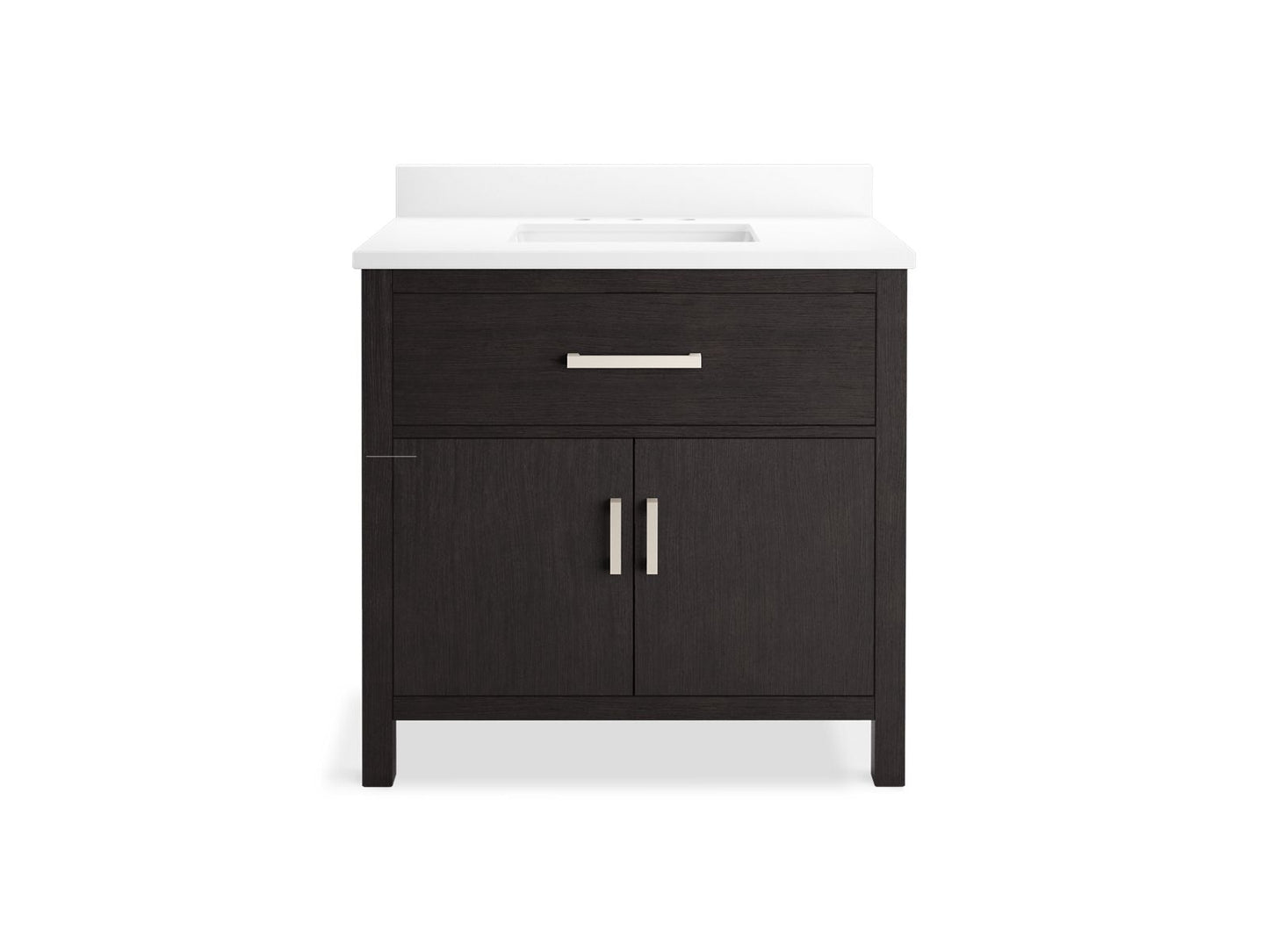 KOHLER K-40639-BD1-BWK Kresla 36" Bathroom Vanity Cabinet With Sink And Quartz Top In Carbon Oak