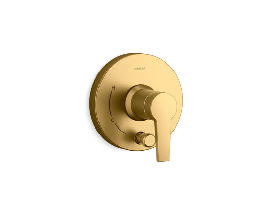 KOHLER K-T49988-4-2MB Pitch Rite-Temp Valve Trim With Push-Button Diverter In Vibrant Brushed Moderne Brass