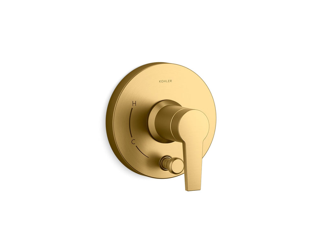 KOHLER K-T49988-4-2MB Pitch Rite-Temp Valve Trim With Push-Button Diverter - Vibrant Brushed Moderne Brass