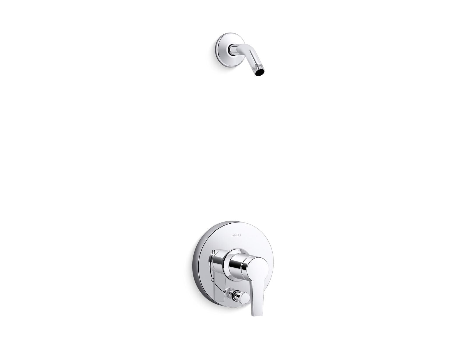 KOHLER K-T49989-4L-CP Pitch Rite-Temp Shower Trim Kit With Push-Button Diverter, Less Showerhead - Polished Chrome
