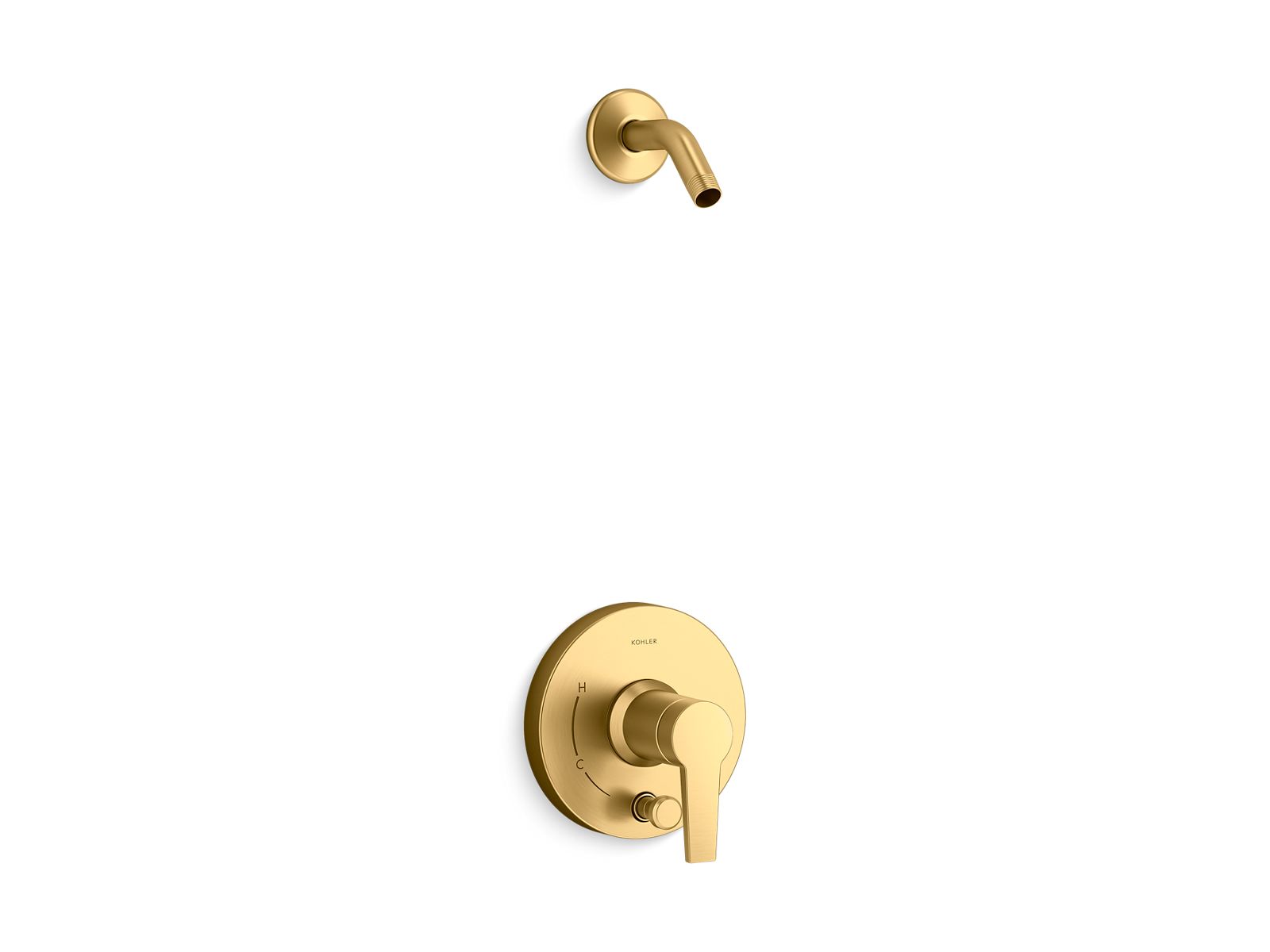 KOHLER K-T49989-4L-2MB Pitch Rite-Temp Shower Trim Kit With Push-Button Diverter, Less Showerhead - Vibrant Brushed Moderne Brass