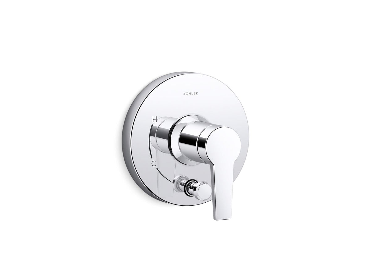 KOHLER K-T49988-4-CP Pitch Rite-Temp Valve Trim With Push-Button Diverter - Polished Chrome