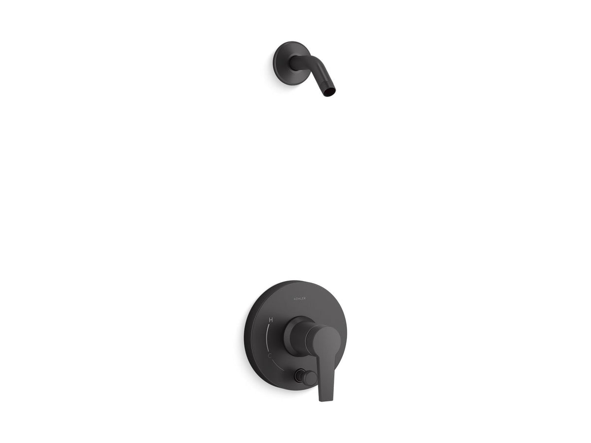 KOHLER K-T49989-4L-BL Pitch Rite-Temp Shower Trim Kit With Push-Button Diverter, Less Showerhead - Matte Black