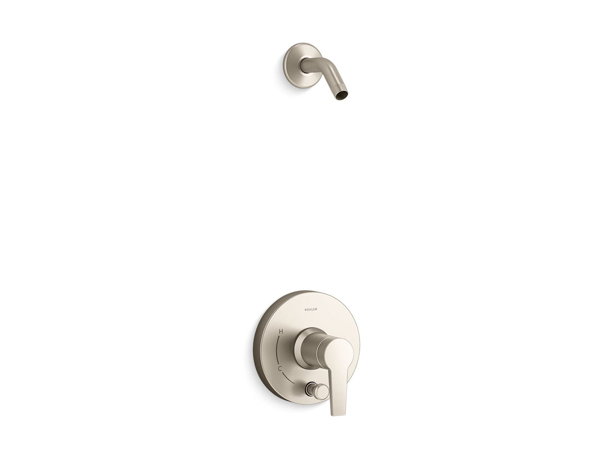 KOHLER K-T49989-4L-BN Pitch Rite-Temp Shower Trim Kit With Push-Button Diverter, Less Showerhead - Vibrant Brushed Nickel