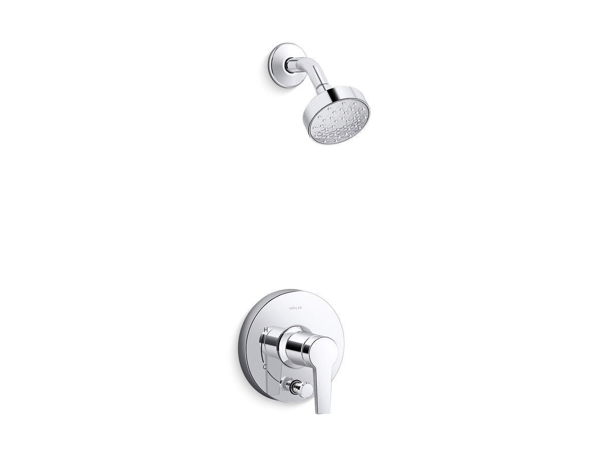 KOHLER K-T49990-4Y-CP Pitch Rite-Temp Shower Trim Kit With Push-Button Diverter, 2.5 Gpm - Polished Chrome