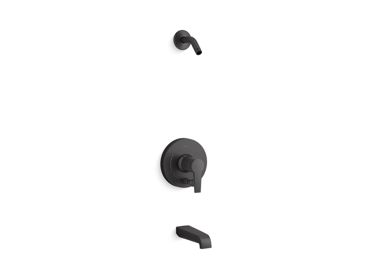 KOHLER K-T49979-4L-BL Pitch Rite-Temp Bath And Shower Trim Kit With Push-Button Diverter, Without Showerhead - Matte Black