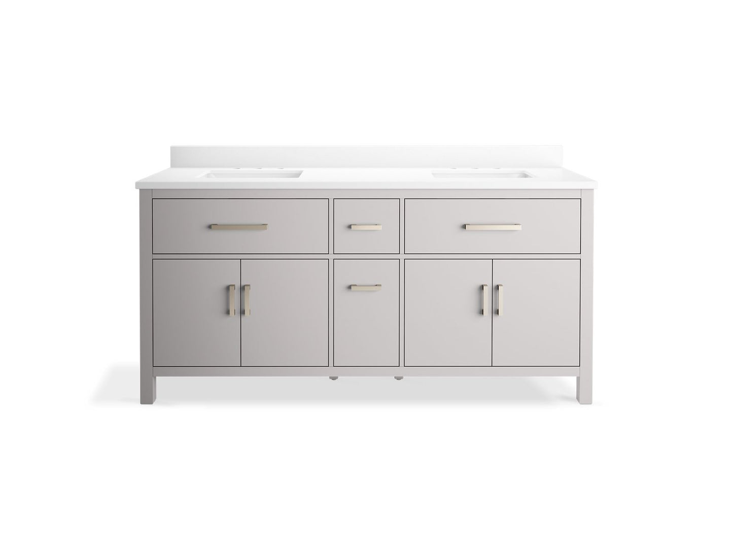 KOHLER K-40642-BD1-AGA Kresla 72" Bathroom Vanity Cabinet With Sinks And Quartz Top In Atmos Grey