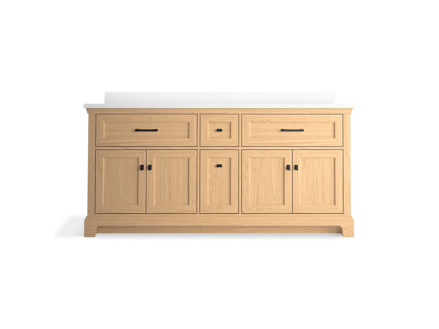 KOHLER K-29264-BD1-WEK Charlemont 72" Bathroom Vanity Cabinet With Sinks And Quartz Top In Light Oak