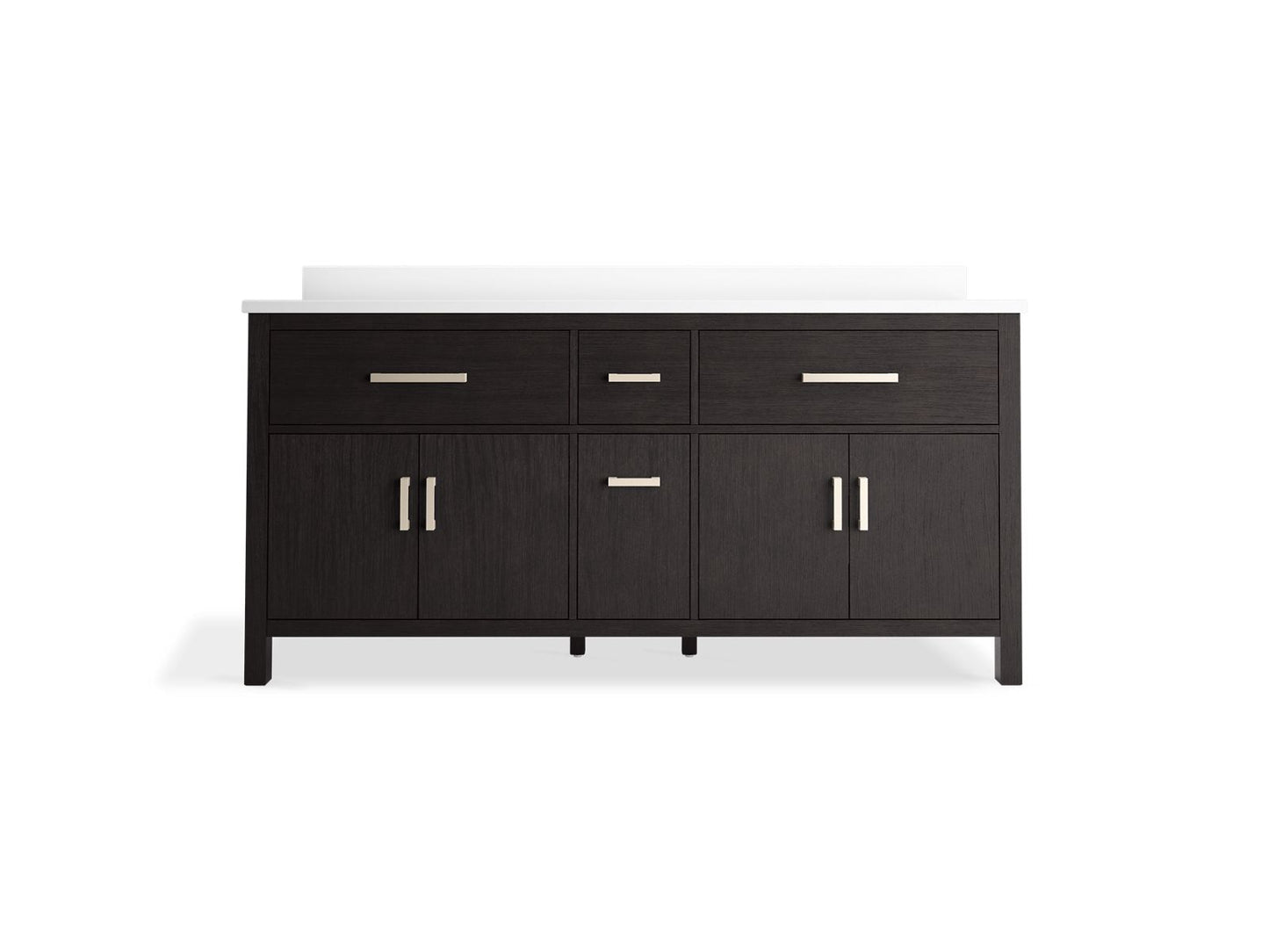 KOHLER K-40642-BD1-BWK Kresla 72" Bathroom Vanity Cabinet With Sinks And Quartz Top In Carbon Oak