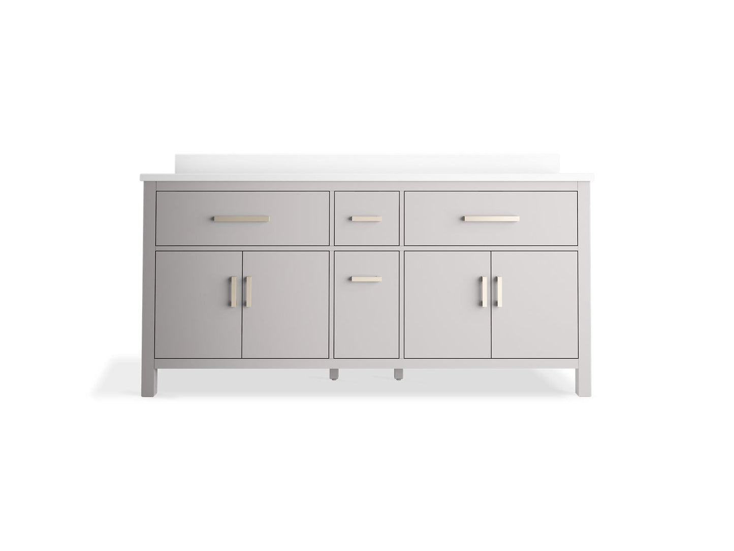 KOHLER K-40642-BD1-AGA Kresla 72" Bathroom Vanity Cabinet With Sinks And Quartz Top In Atmos Grey