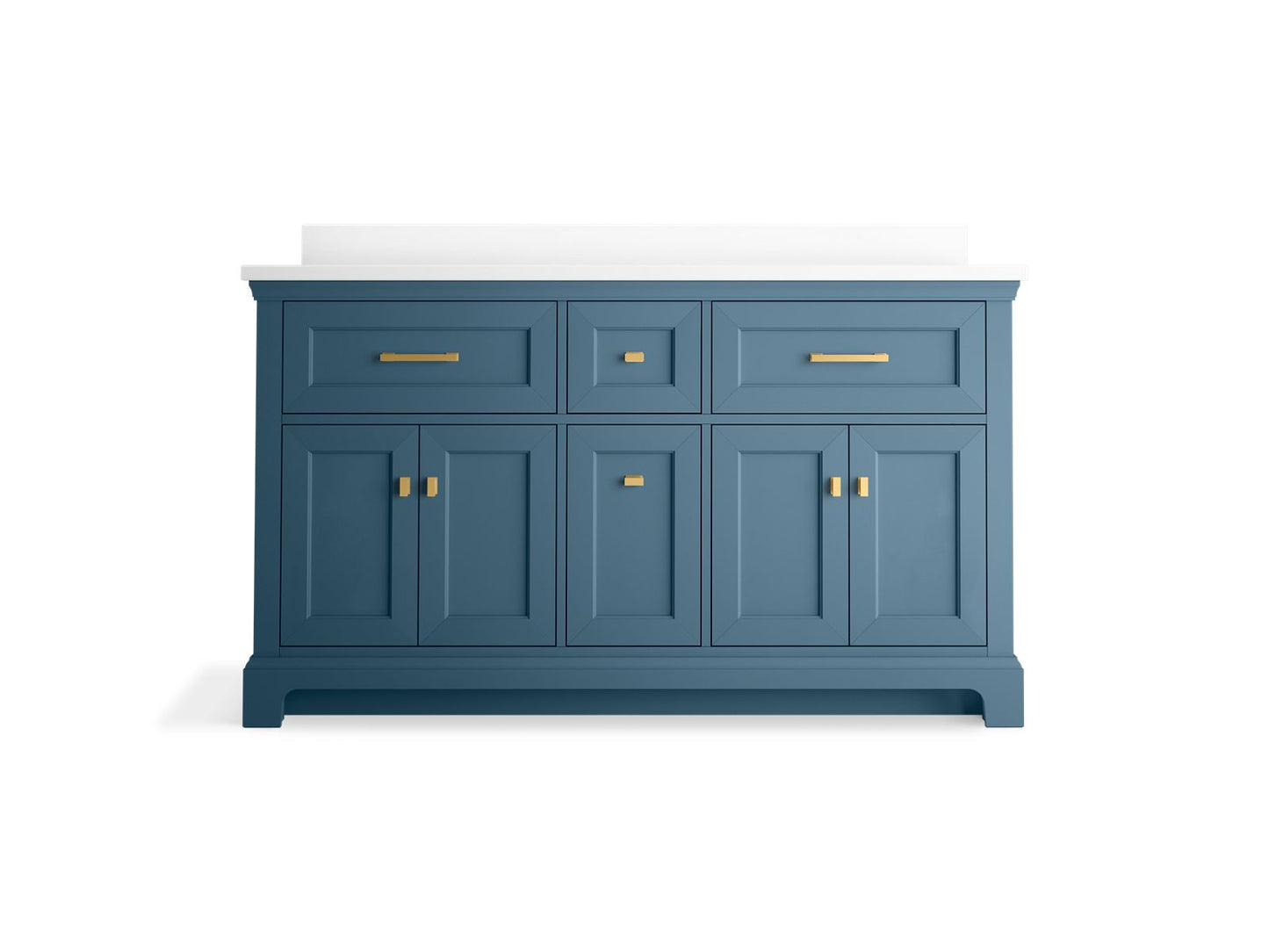 KOHLER K-29263-BD1-TDB Charlemont 60" Bathroom Vanity Cabinet With Sinks And Quartz Top In Tidal Blue