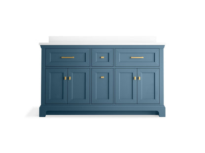 KOHLER Charlemont 60" bathroom vanity cabinet with sinks and quartz top - Tidal Blue, K-29263-BD1-TDB