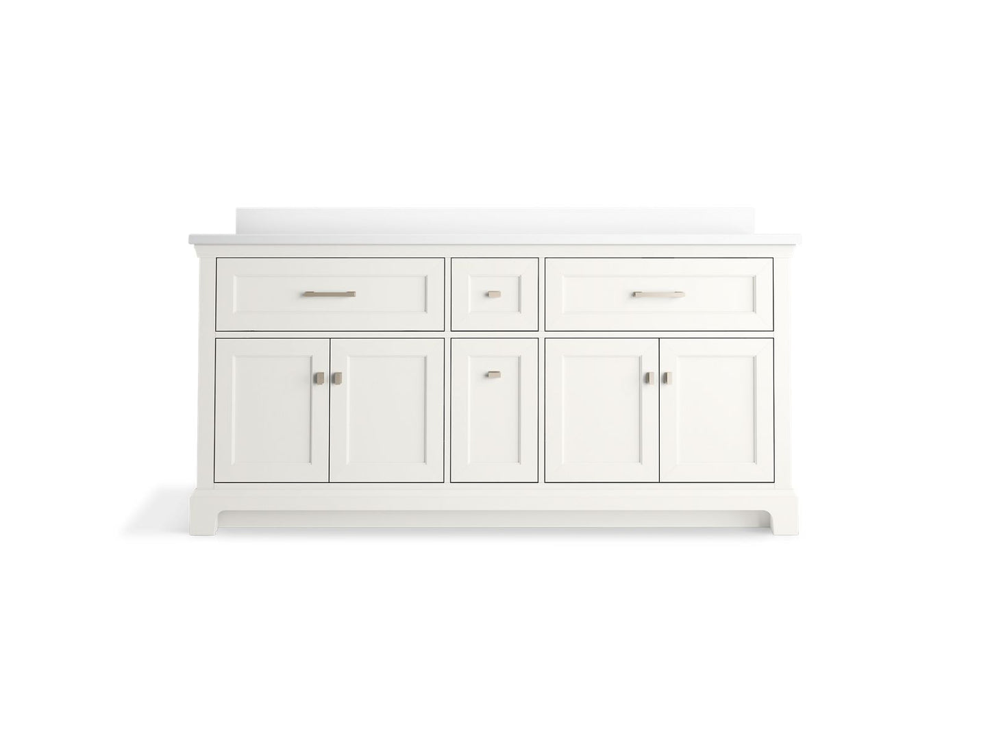 KOHLER K-29264-BD1-0 Charlemont 72" Bathroom Vanity Cabinet With Sinks And Quartz Top In White