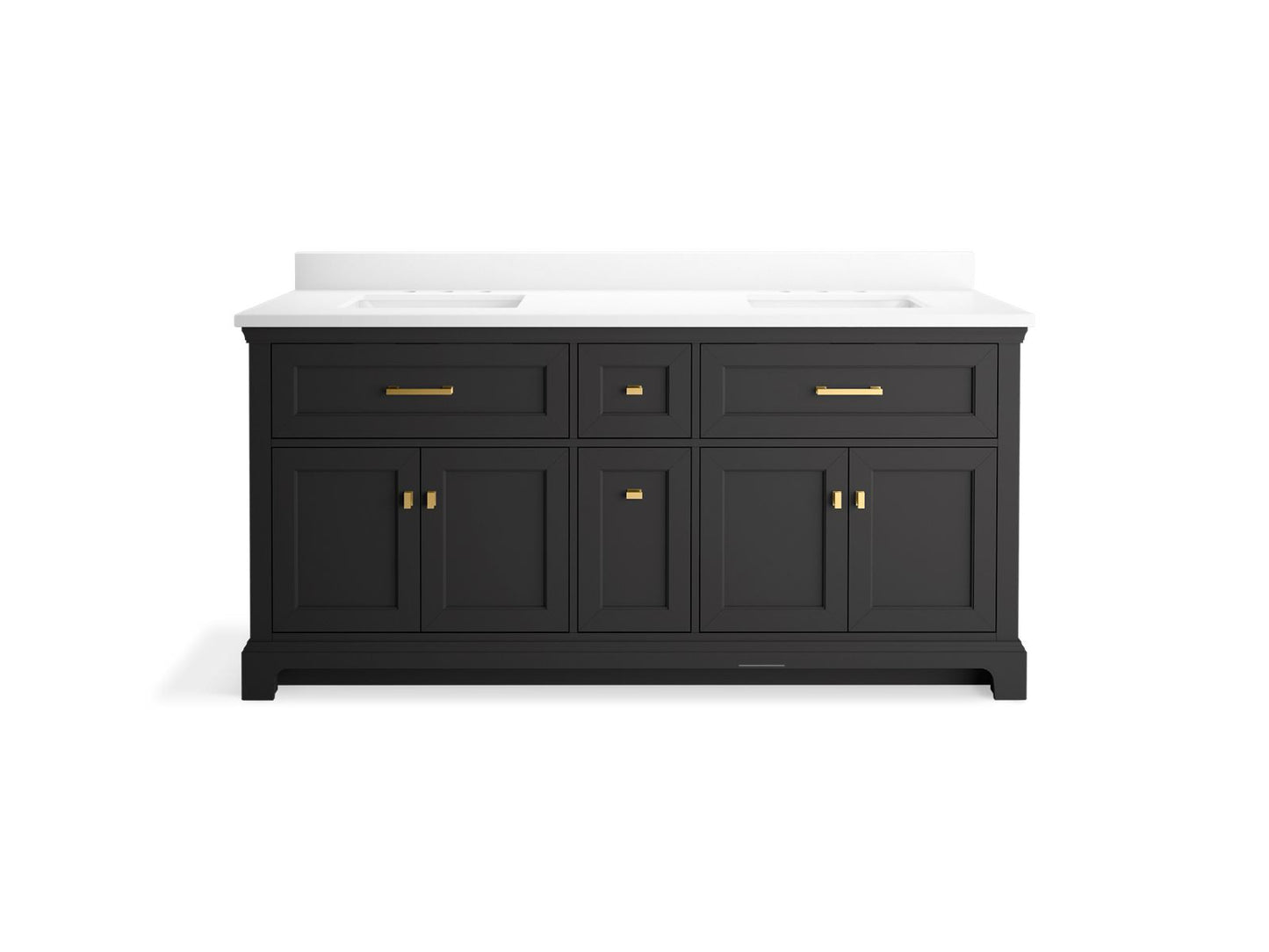 KOHLER K-29264-BD1-DWG Charlemont 72" Bathroom Vanity Cabinet With Sinks And Quartz Top In Ferrous Grey