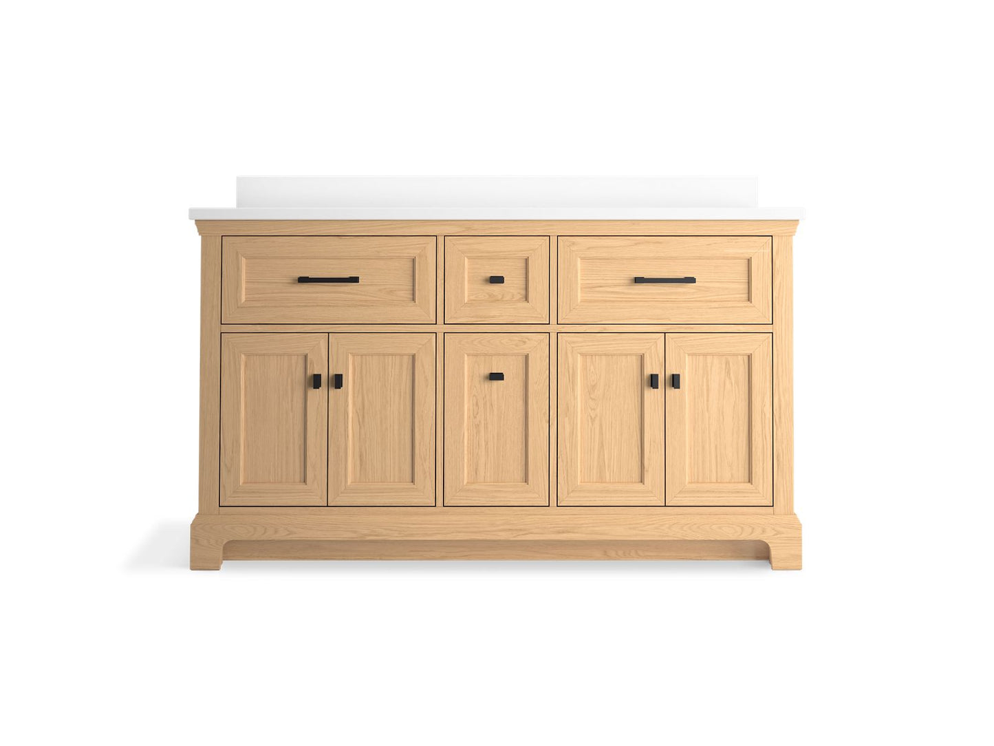 KOHLER K-29263-BD1-WEK Charlemont 60" Bathroom Vanity Cabinet With Sinks And Quartz Top In Light Oak