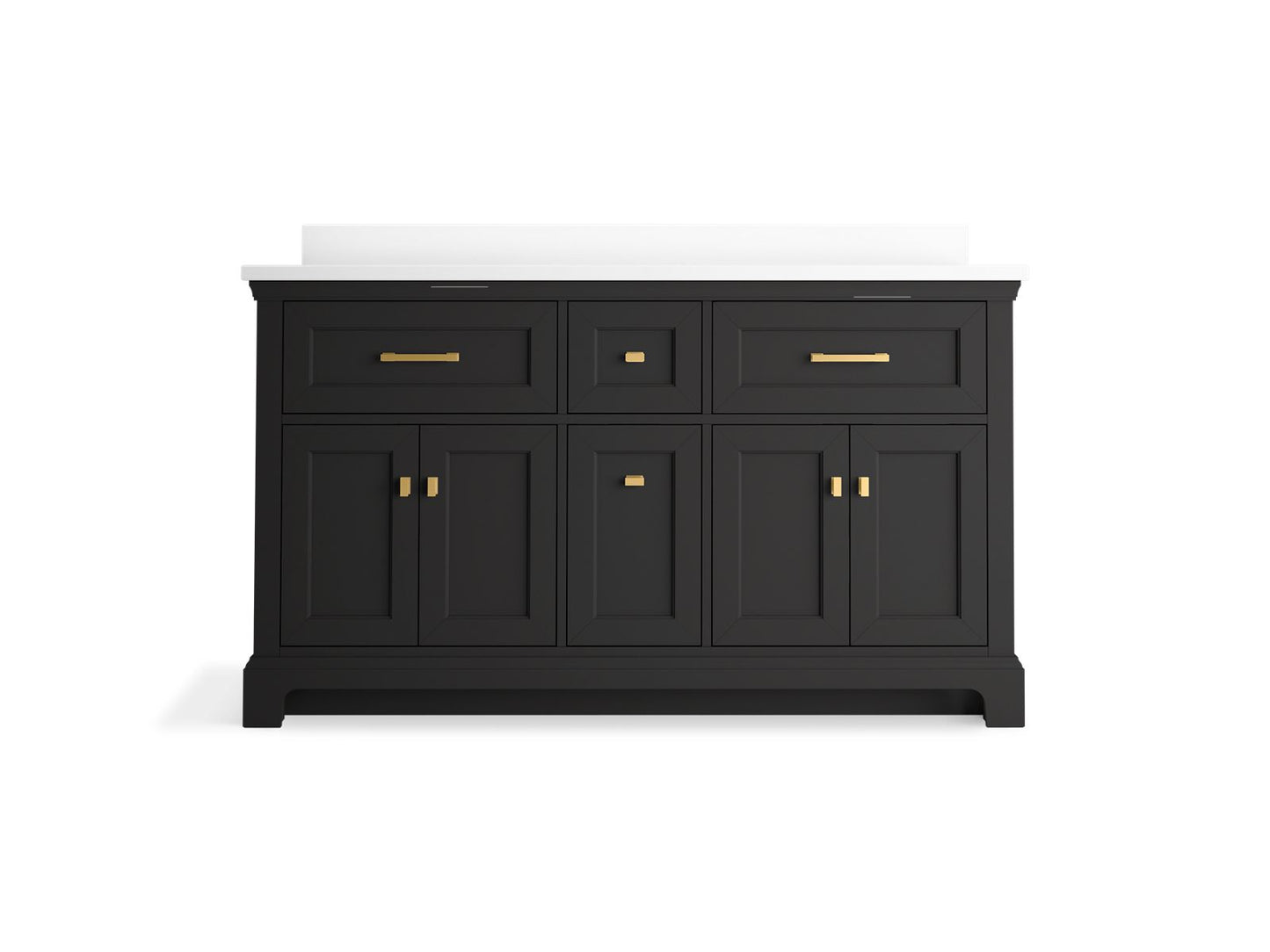 KOHLER K-29263-BD1-DWG Charlemont 60" Bathroom Vanity Cabinet With Sinks And Quartz Top In Ferrous Grey