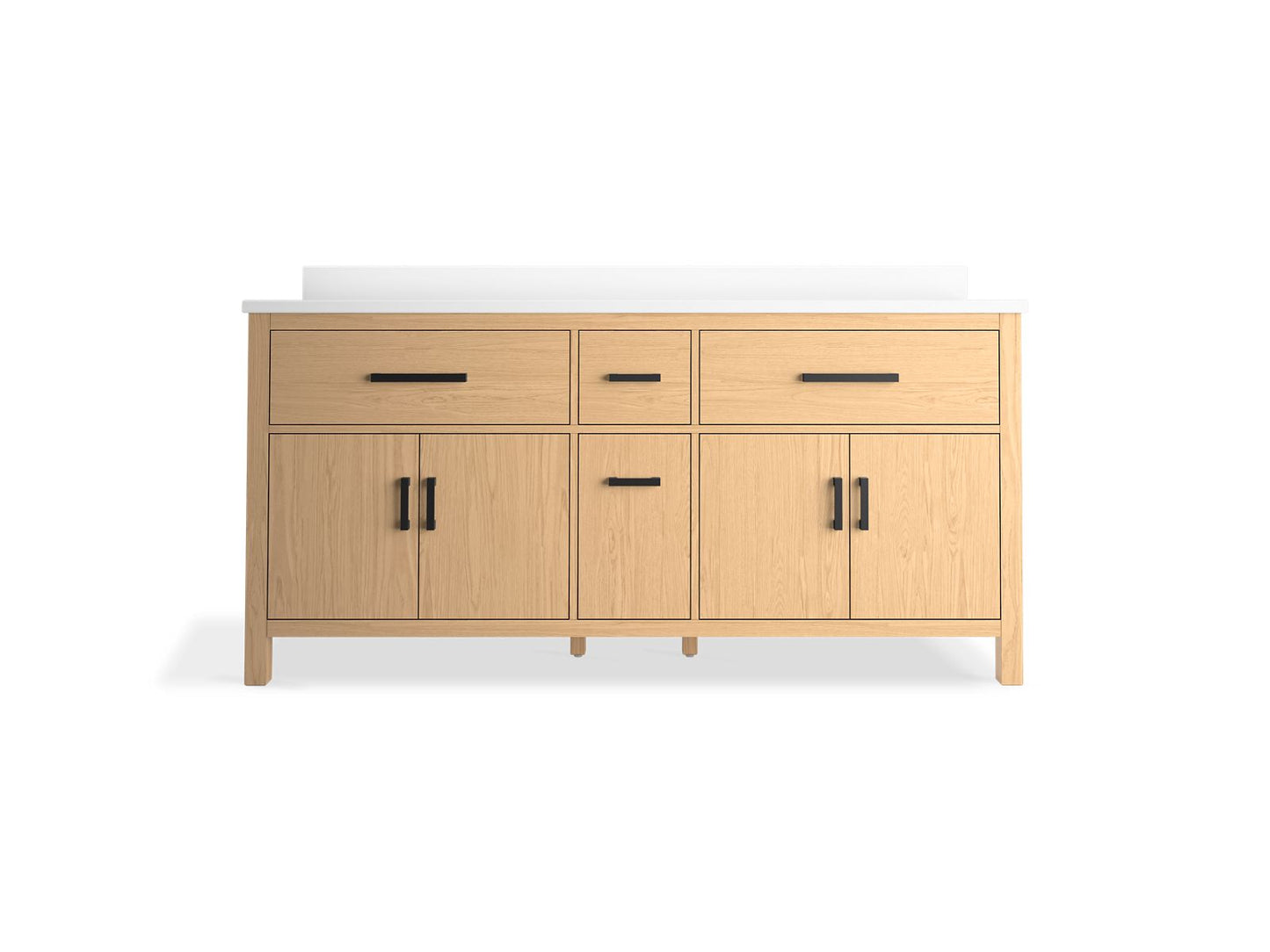 KOHLER K-40642-BD1-WEK Kresla 72" Bathroom Vanity Cabinet With Sinks And Quartz Top In Light Oak