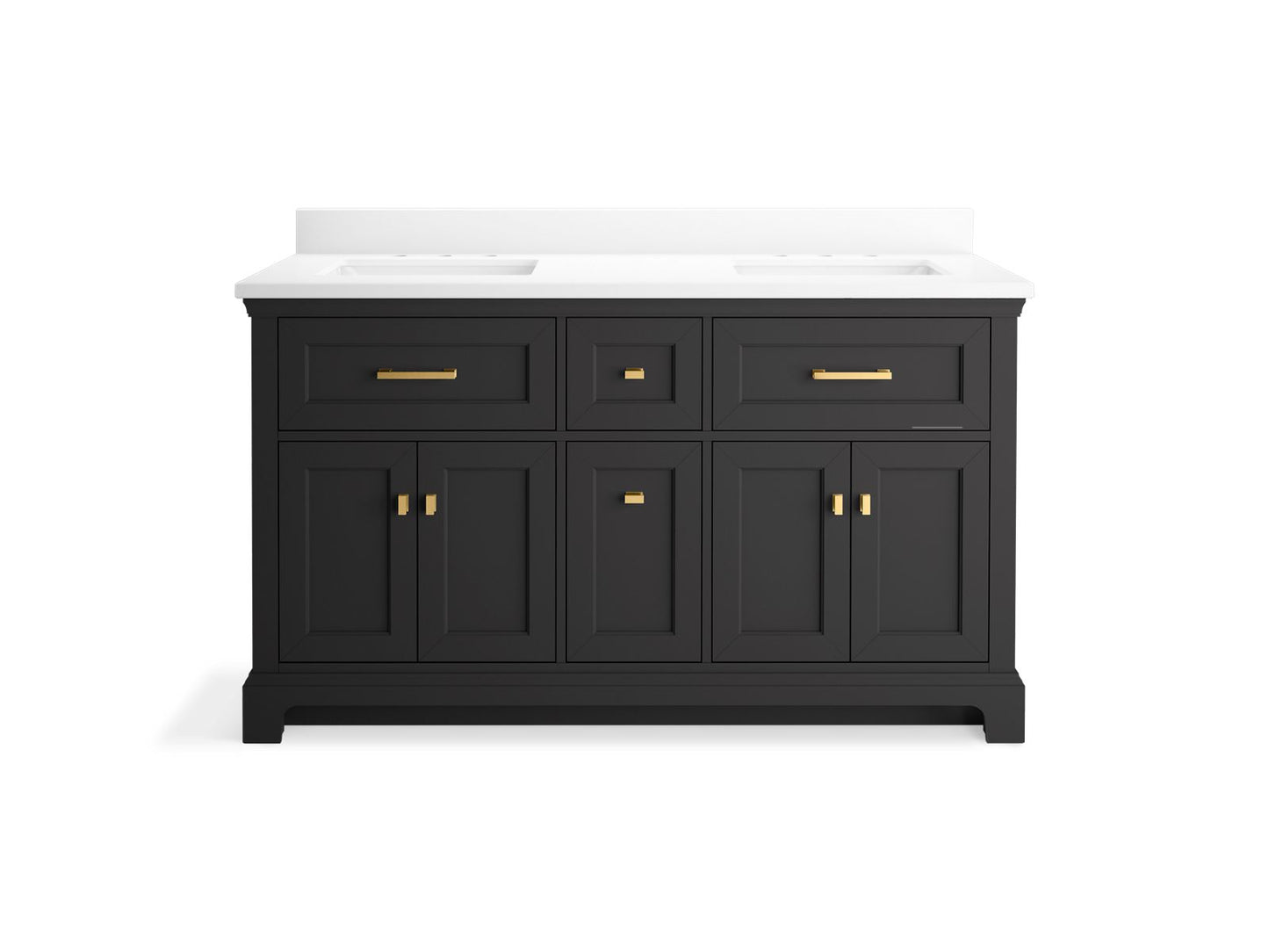 KOHLER K-29263-BD1-DWG Charlemont 60" Bathroom Vanity Cabinet With Sinks And Quartz Top In Ferrous Grey