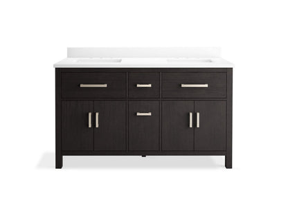 KOHLER Kresla 60" bathroom vanity cabinet with sinks and quartz top - Carbon Oak, K-40641-BD1-BWK