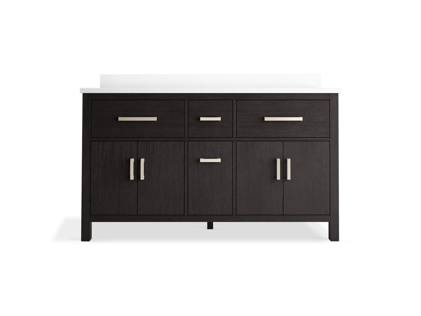 KOHLER K-40641-BD1-BWK Kresla 60" Bathroom Vanity Cabinet With Sinks And Quartz Top In Carbon Oak