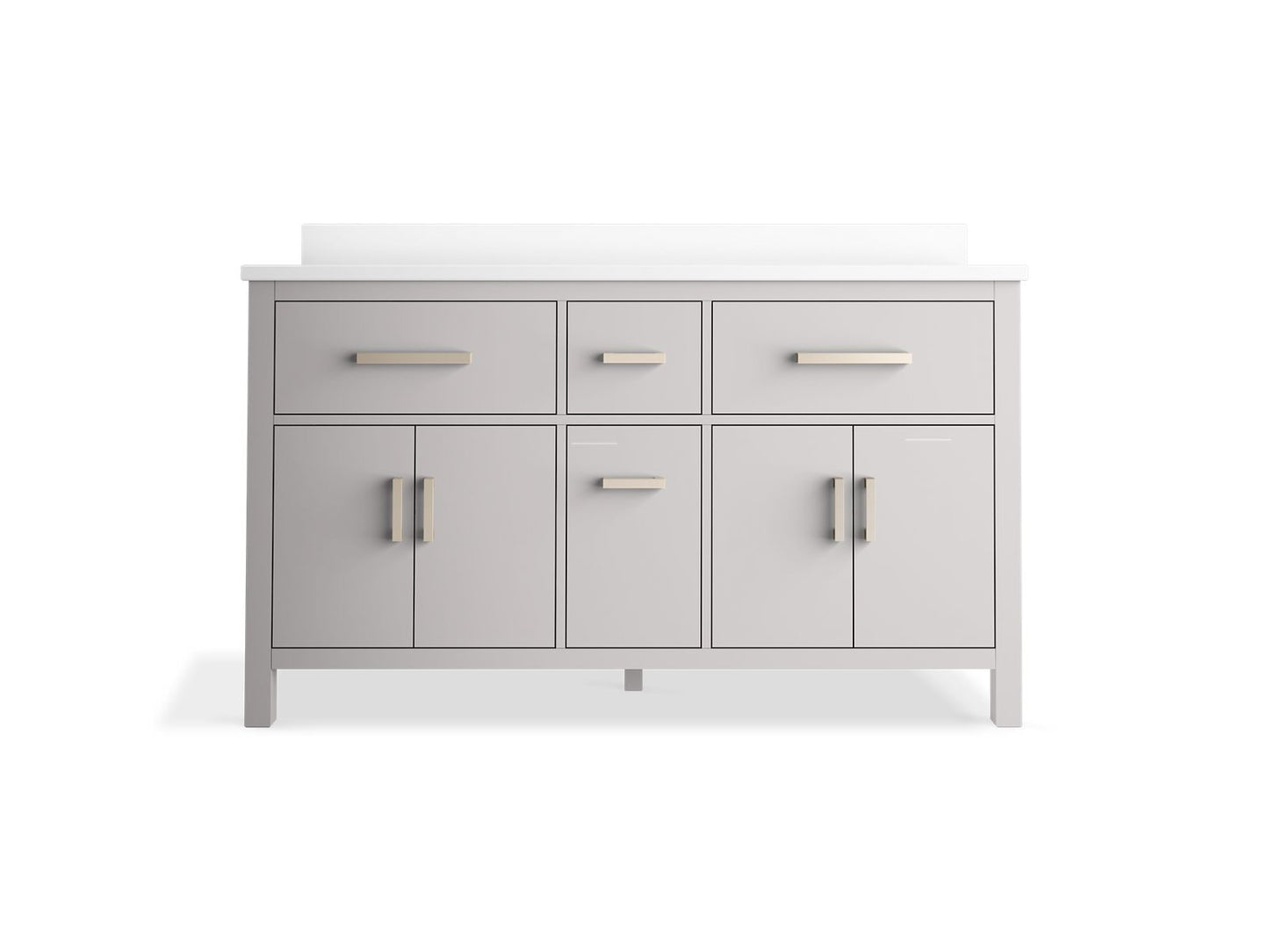 KOHLER K-40641-BD1-AGA Kresla 60" Bathroom Vanity Cabinet With Sinks And Quartz Top In Atmos Grey