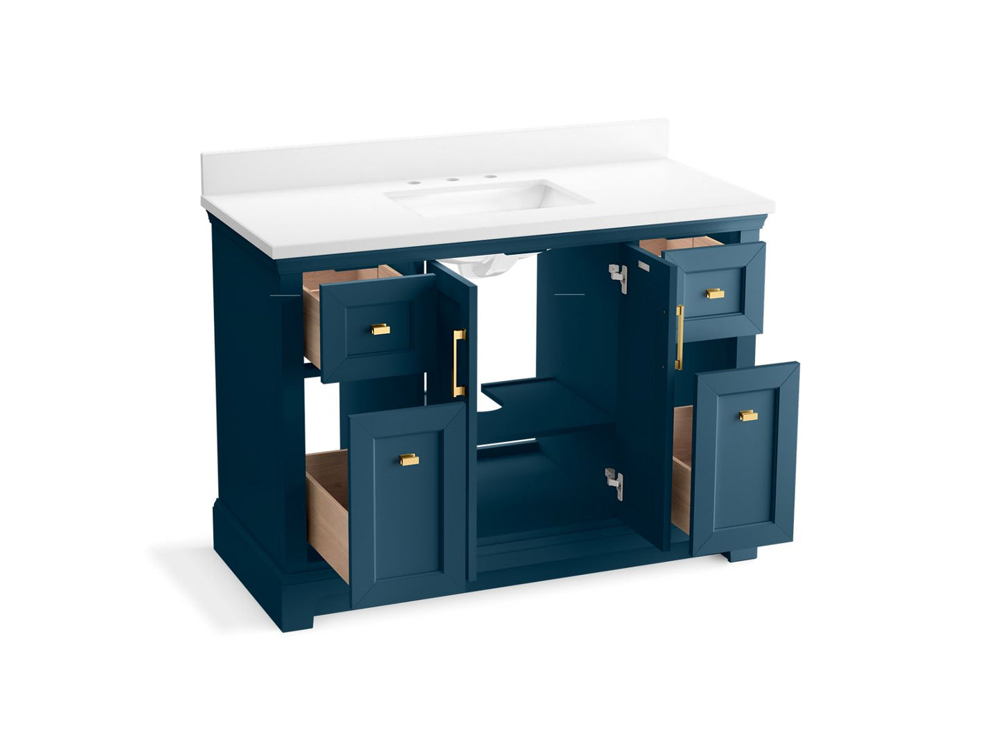 KOHLER K-29262-BD1-TDB Charlemont 48" Bathroom Vanity Cabinet With Sink And Quartz Top In Tidal Blue