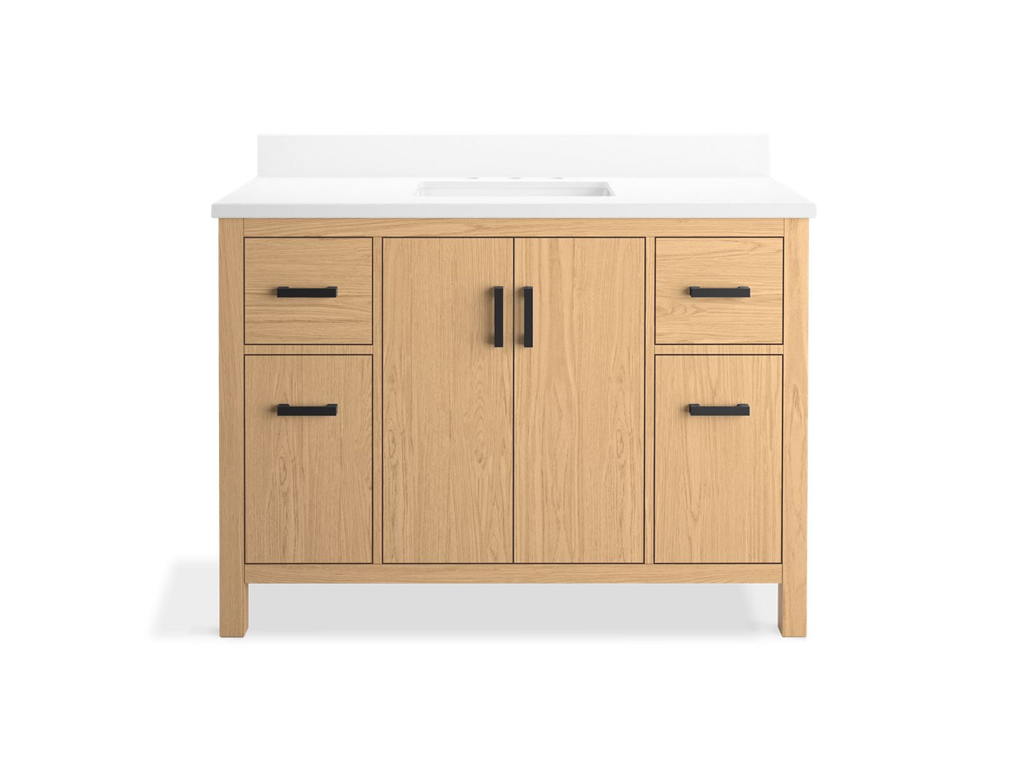 KOHLER K-40640-BD1-WEK Kresla 48" Bathroom Vanity Cabinet With Sink And Quartz Top In Light Oak